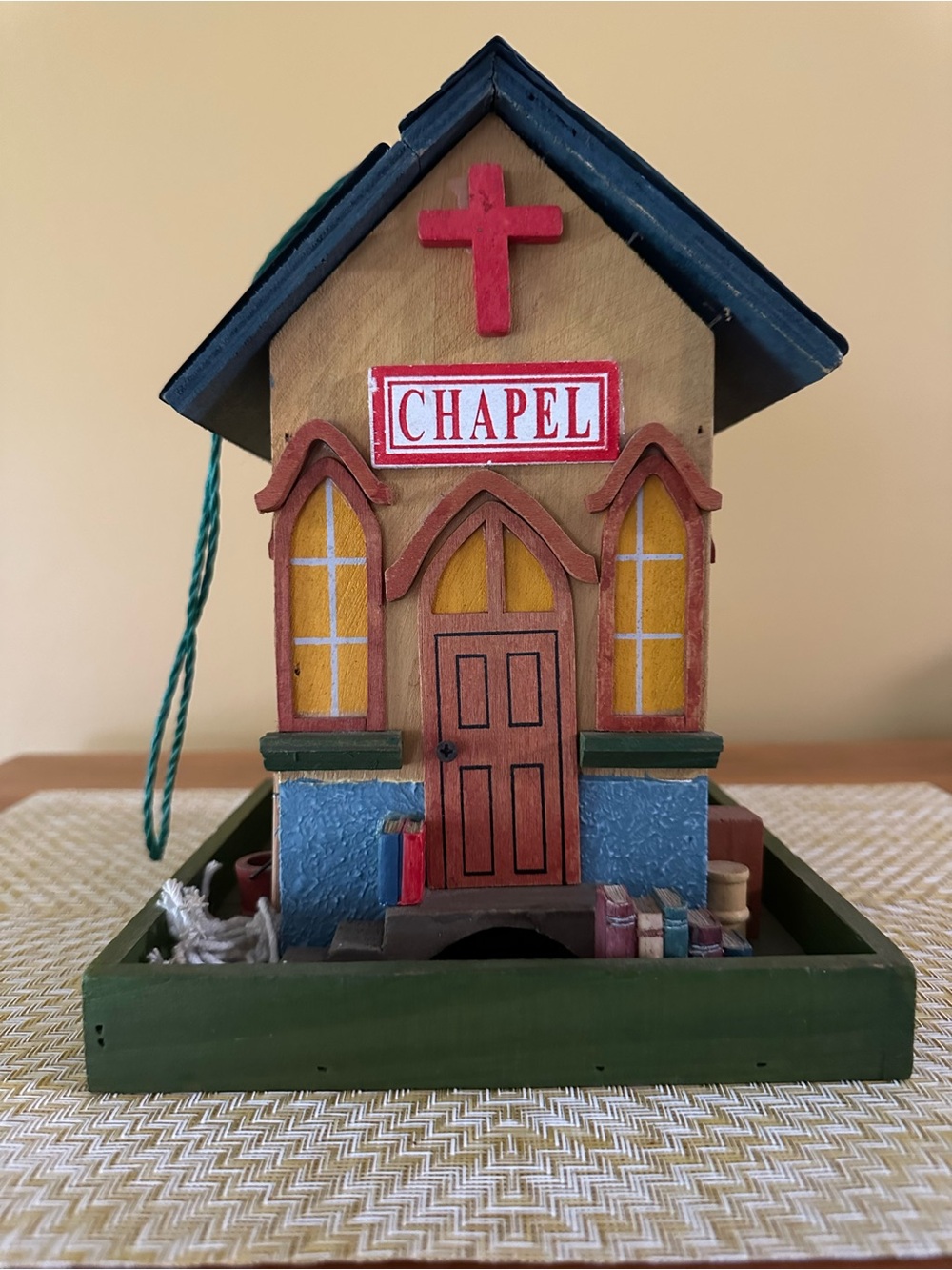 Handcrafted Chapel Bird feeder - Red, Blue & Green